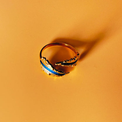 Echo – Glimmering Feather Open Spiral Ring by Cici Dream Jewelry